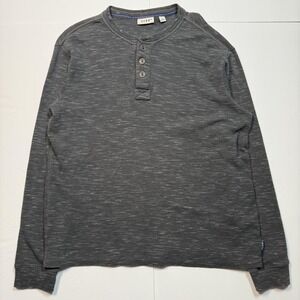 ROWM Shirt Mens Large Gray Knit Henley Long Sleeve Casual Pullover